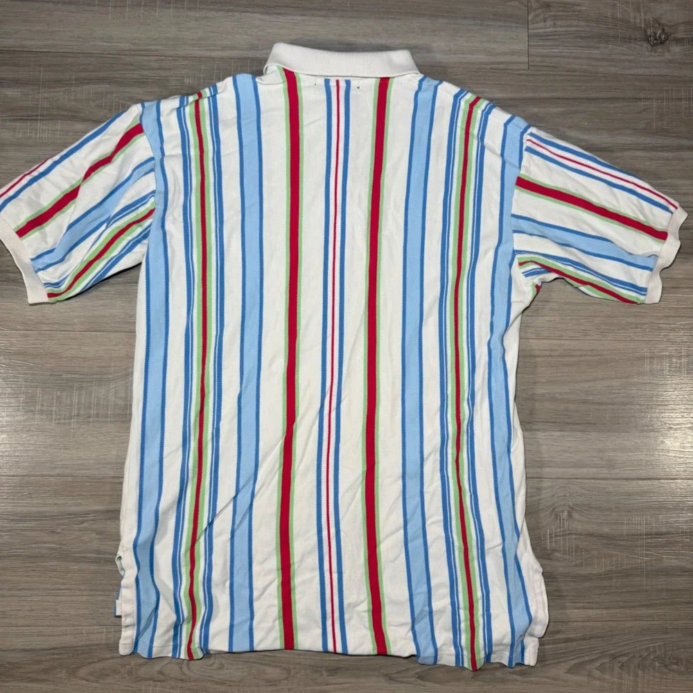 Vintage Made In USA Polo Ralph Lauren Striped Multicolor SL Polo Shirt  Mens L‎